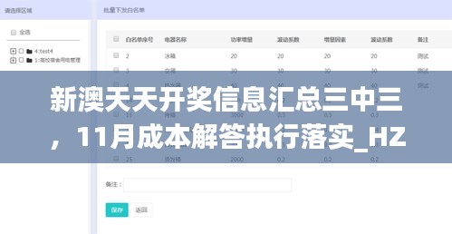 新澳天天开奖信息汇总三中三，11月成本解答执行落实_HZW8.80.23开放版