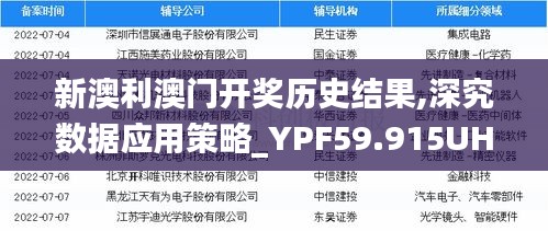 新澳利澳门开奖历史结果,深究数据应用策略_YPF59.915UHD