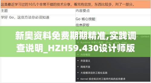 新奥资料免费期期精准,实践调查说明_HZH59.430设计师版