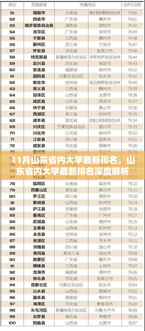 山东省内大学最新排名深度解析，十一月榜单下的学府风云