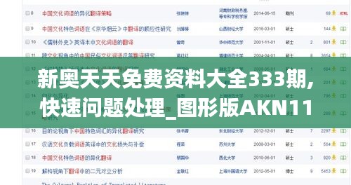新奥天天免费资料大全333期,快速问题处理_图形版AKN11.88