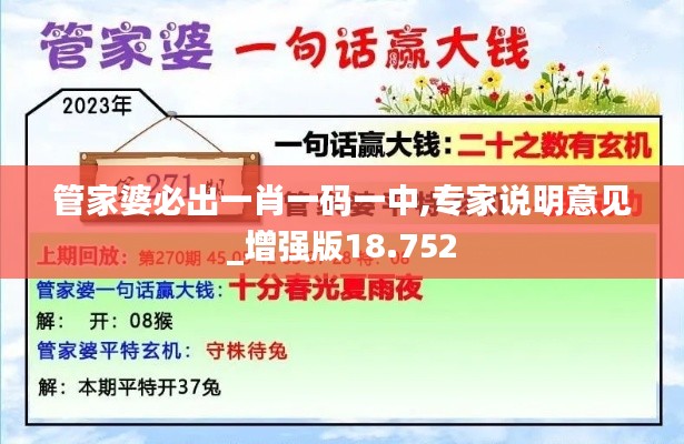 管家婆必出一肖一码一中,专家说明意见_增强版18.752