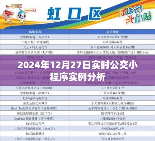 2024年公交小程序实例解析，12月27日实时数据