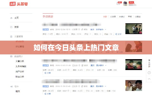 今日头条上热门文章的秘诀