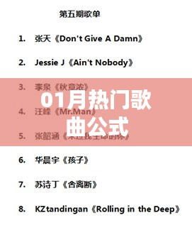 01月热门歌曲榜单来袭
