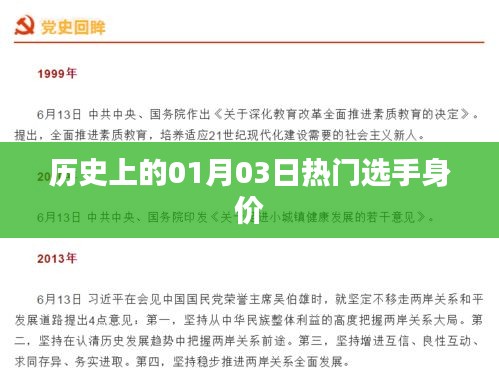 历史上的热门选手身价揭秘，一月三日回望时刻