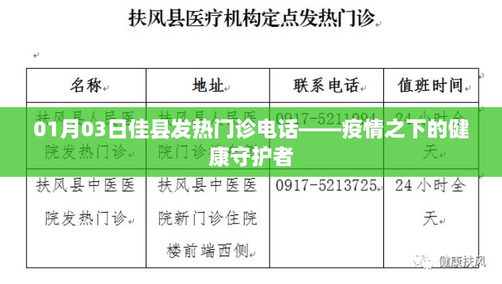 佳县发热门诊联系电话公布，守护您健康的守护者