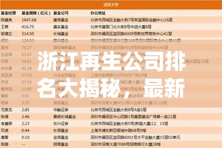 浙江再生公司排名大揭秘，最新榜单，不容错过！