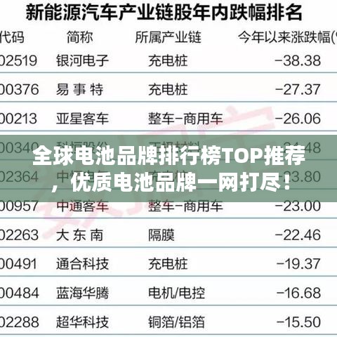 全球电池品牌排行榜TOP推荐，优质电池品牌一网打尽！