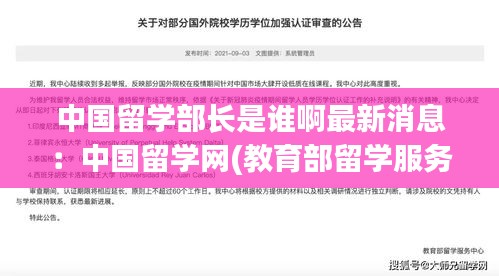 中国留学部长是谁啊最新消息：中国留学网(教育部留学服务中心的官网) 