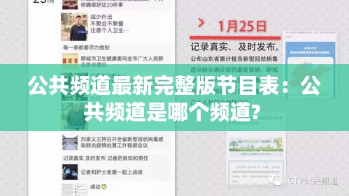 公共频道最新完整版节目表：公共频道是哪个频道? 