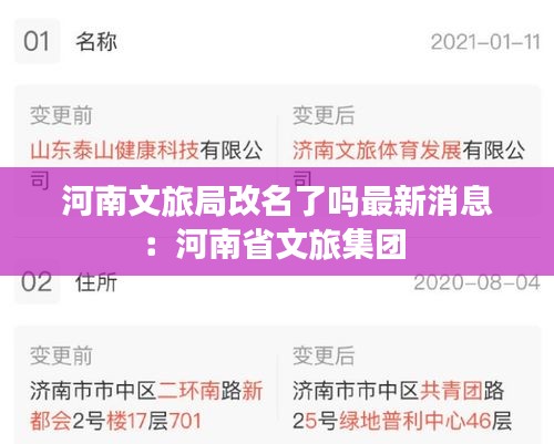 河南文旅局改名了吗最新消息：河南省文旅集团 
