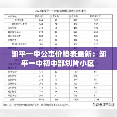 邹平一中公寓价格表最新：邹平一中初中部划片小区 