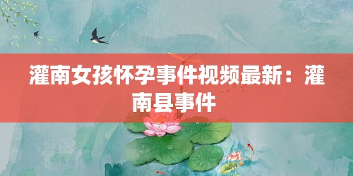灌南女孩怀孕事件视频最新：灌南县事件 