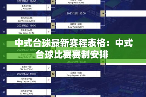 中式台球最新赛程表格：中式台球比赛赛制安排 