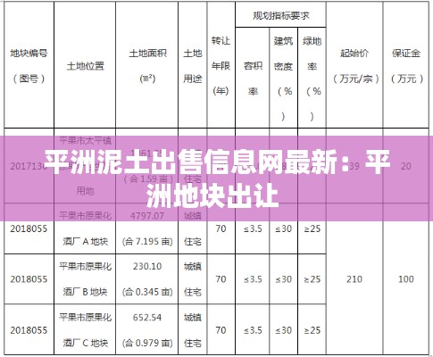 平洲泥土出售信息网最新：平洲地块出让 