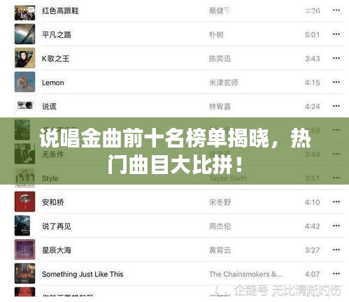 说唱金曲前十名榜单揭晓，热门曲目大比拼！