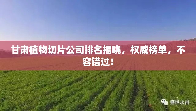 甘肃植物切片公司排名揭晓，权威榜单，不容错过！
