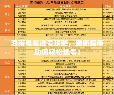 海南电车选号攻略，最新指南助你轻松选号！