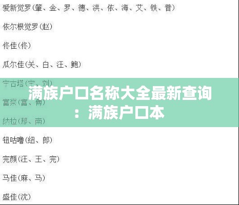 满族户口名称大全最新查询：满族户口本 