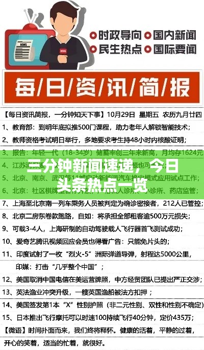 三分钟新闻速递，今日头条热点一览