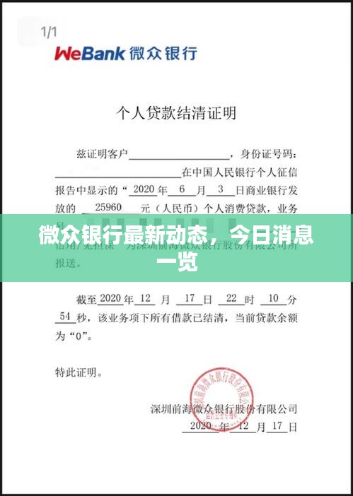微众银行最新动态，今日消息一览