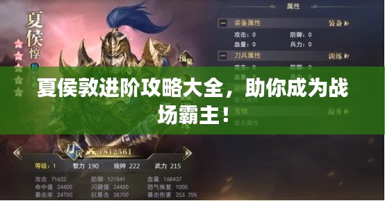 夏侯敦进阶攻略大全，助你成为战场霸主！