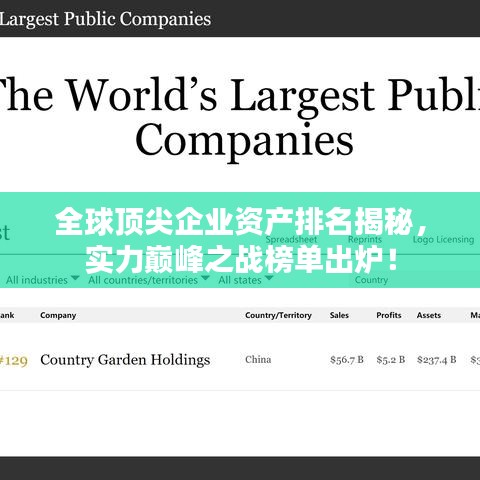 全球顶尖企业资产排名揭秘，实力巅峰之战榜单出炉！