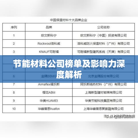 节能材料公司榜单及影响力深度解析