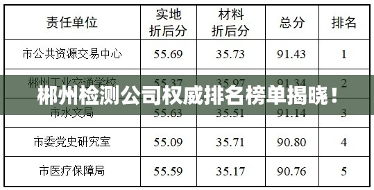 郴州检测公司权威排名榜单揭晓！