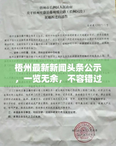 梧州最新新闻头条公示，一览无余，不容错过！