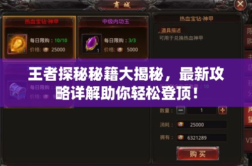 王者探秘秘籍大揭秘，最新攻略详解助你轻松登顶！