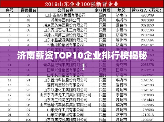 济南薪资TOP10企业排行榜揭秘！