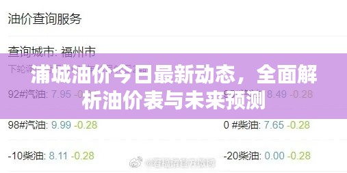 浦城油价今日最新动态，全面解析油价表与未来预测