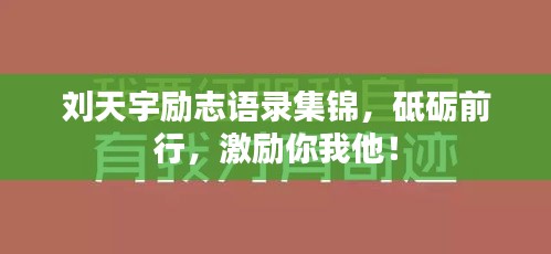 刘天宇励志语录集锦，砥砺前行，激励你我他！