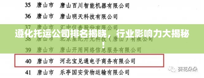 遵化托运公司排名揭晓，行业影响力大揭秘！
