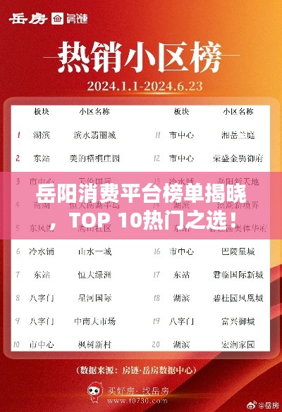 岳阳消费平台榜单揭晓，TOP 10热门之选！