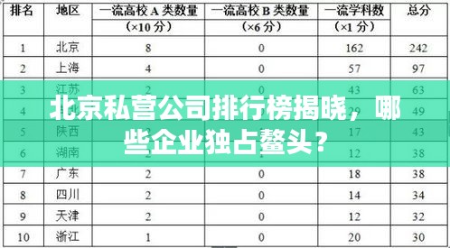 北京私营公司排行榜揭晓，哪些企业独占鳌头？