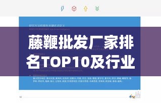 藤鞭批发厂家排名TOP10及行业深度洞察报告
