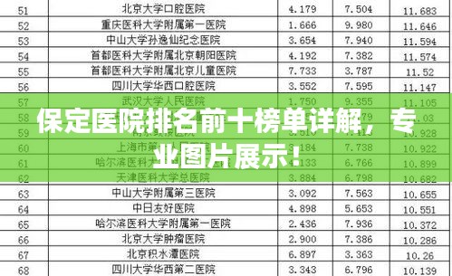 保定医院排名前十榜单详解，专业图片展示！