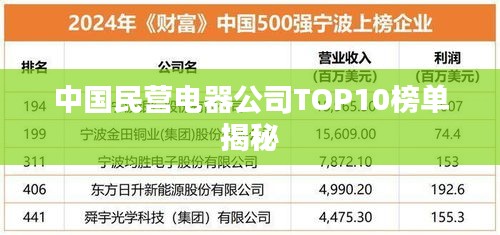 中国民营电器公司TOP10榜单揭秘