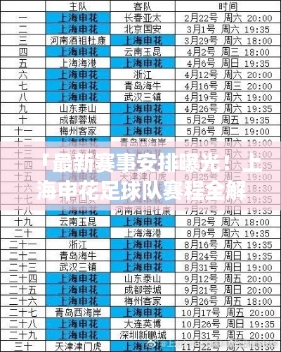 「最新赛事安排曝光！上海申花足球队赛程全解析」