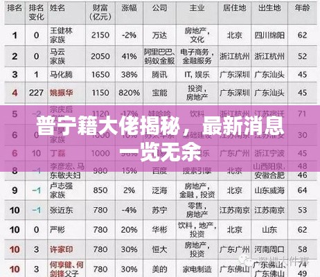 普宁籍大佬揭秘，最新消息一览无余