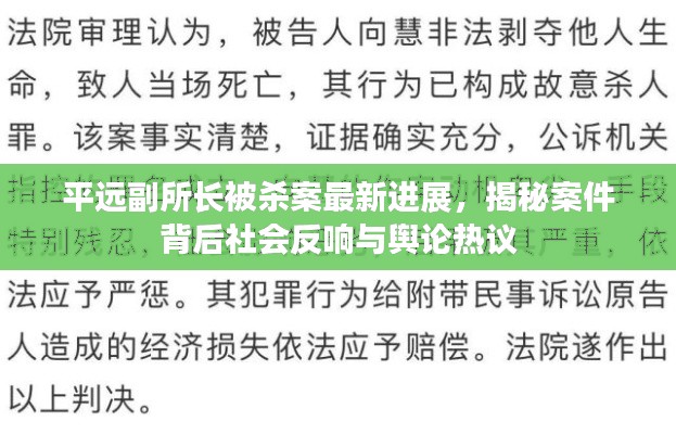 平远副所长被杀案最新进展，揭秘案件背后社会反响与舆论热议