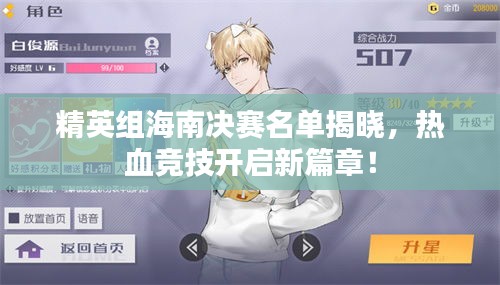 精英组海南决赛名单揭晓，热血竞技开启新篇章！