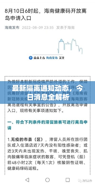 最新隔离通知动态，今日消息全解析