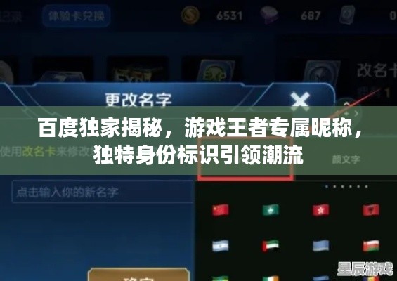 百度独家揭秘，游戏王者专属昵称，独特身份标识引领潮流