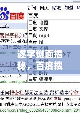 遂字谜面揭秘，百度搜寻背后的奥秘！