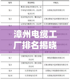 漳州电缆工厂排名揭晓，十大顶尖企业榜单