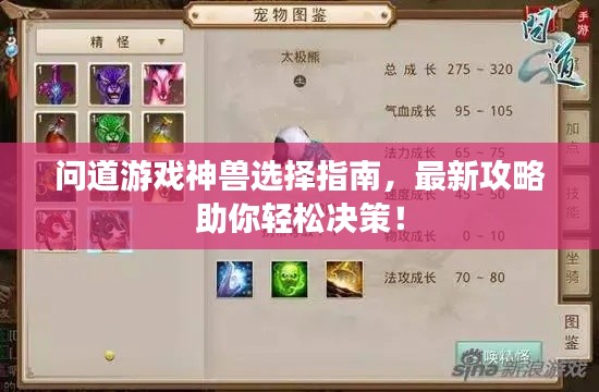 问道游戏神兽选择指南，最新攻略助你轻松决策！